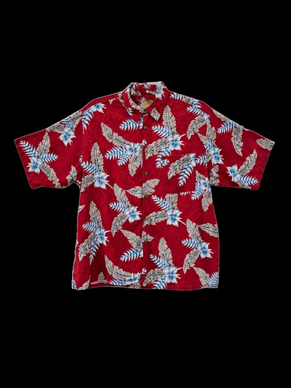 Caribbean Hawaiian Pineapple 100% Silk Men's Short Sleeve Shirt - XL